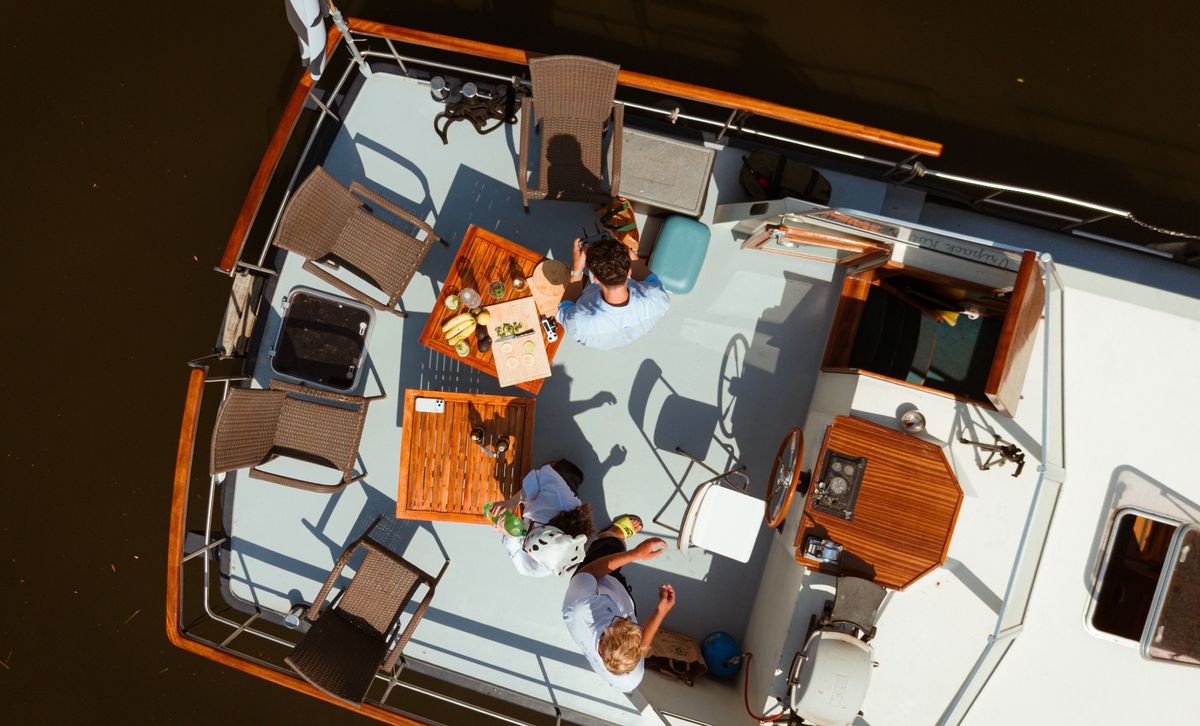 Private boat Prague from above — the whole deck for one group